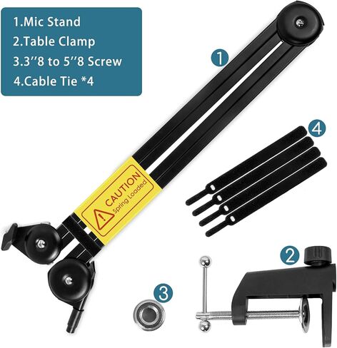 حامل ميكروفون قابل للتعديل تعليق بوم مقص ذراع ميكروفون مع زنبرك مدمج، حامل ميكروفون مدمج للبث الإذاعي، تسجيل الاستوديو، البث، استوديو الصوت عبر الصوت in Kuwait