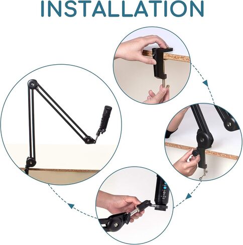 حامل ميكروفون قابل للتعديل تعليق بوم مقص ذراع ميكروفون مع زنبرك مدمج، حامل ميكروفون مدمج للبث الإذاعي، تسجيل الاستوديو، البث، استوديو الصوت عبر الصوت in Kuwait