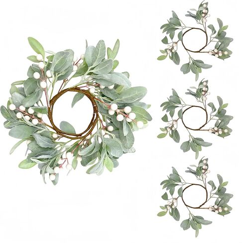 Artificial Wreath Eucalyptus 10" Faux Eucalyptus Leaves Cabinet Wreath Artificial Greenery Wreath for Front Door Farmhouse Wall Window Wedding Home Decoration, 5PCS in Saudi Arabia