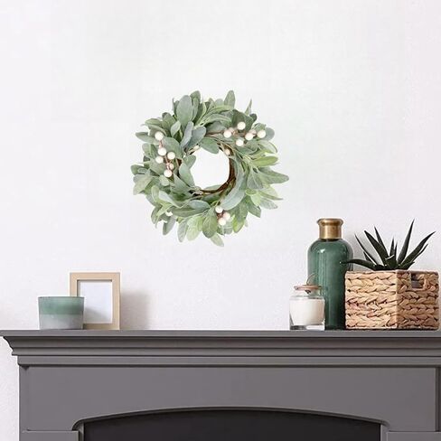 Artificial Wreath Eucalyptus 10" Faux Eucalyptus Leaves Cabinet Wreath Artificial Greenery Wreath for Front Door Farmhouse Wall Window Wedding Home Decoration, 5PCS in Saudi Arabia