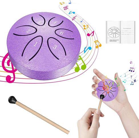 MURRICON 3 Inches 6 Notes Rain Drum for Outside,Steel Tongue Drum Rain Chime,Mini Rain Drum for Garden Instrument,Music Gifts (Purple) in Kuwait