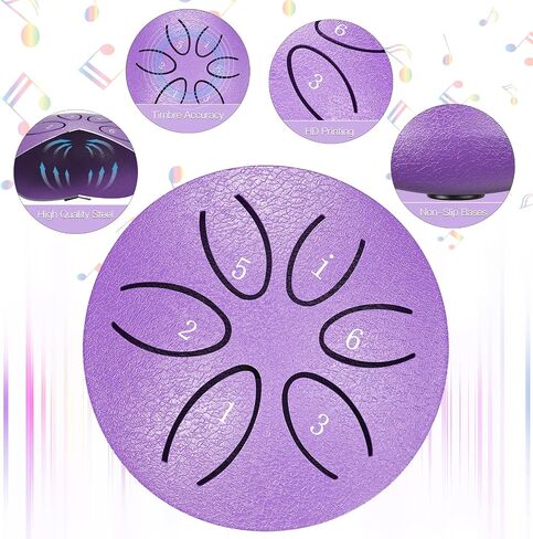 MURRICON 3 Inches 6 Notes Rain Drum for Outside,Steel Tongue Drum Rain Chime,Mini Rain Drum for Garden Instrument,Music Gifts (Purple) in Kuwait