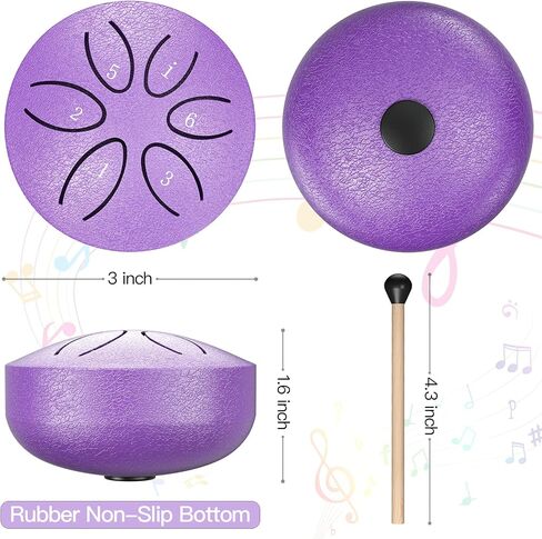 MURRICON 3 Inches 6 Notes Rain Drum for Outside,Steel Tongue Drum Rain Chime,Mini Rain Drum for Garden Instrument,Music Gifts (Purple) in Kuwait