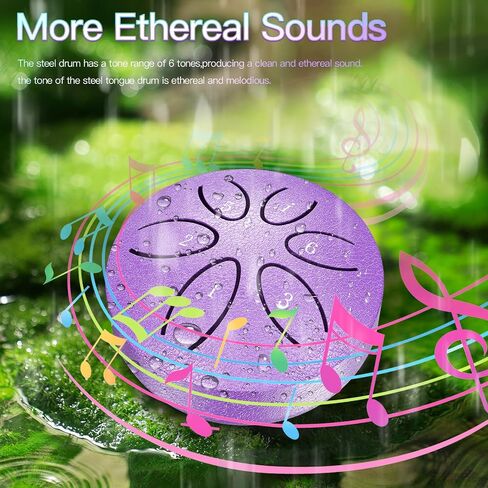 MURRICON 3 Inches 6 Notes Rain Drum for Outside,Steel Tongue Drum Rain Chime,Mini Rain Drum for Garden Instrument,Music Gifts (Purple) in Kuwait