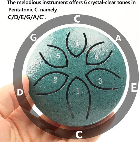 Steel Tongue Drum Tundrum 3 Inch 6 Notes Hand Drums with Handpan Drum Mallets, Music Book, Sound Instruments Rain Drum for Musical Education Entertainment Meditation Chakra (Malachite) in Saudi Arabia