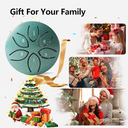 Steel Tongue Drum Tundrum 3 Inch 6 Notes Hand Drums with Handpan Drum Mallets, Music Book, Sound Instruments Rain Drum for Musical Education Entertainment Meditation Chakra (Malachite) in Saudi Arabia