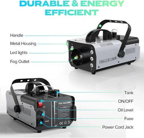HOLDLAMP Fog Machine Halloween,1200W and 6000CFM Smoke Machine with Wireless Remote Control and 6 Colorful LED Lights for Christmas Halloween Wedding Stage Effect DJ Disco Party Stage in Saudi Arabia