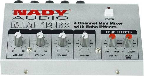 خلاط ميكروفون Nady MM-14FX ذو 4 قنوات مع تأثير صدى متكامل - مدخلات ومخرجات ¼ بوصة - وقت التأخير وعناصر التحكم في العمق in Saudi Arabia