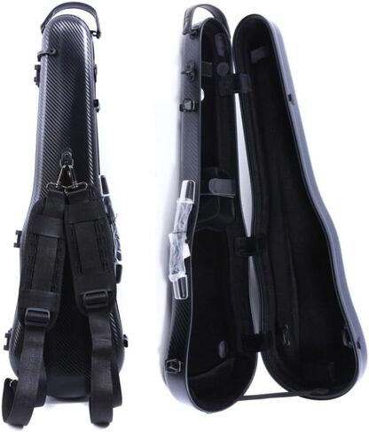 Violin Case 4/4 full size hard case Strong Carbon fiber Anti-Scratch Shaped Flight case Backpackable,Built-in Hygrometer Lightweight Travel violin case (silver) in Saudi Arabia