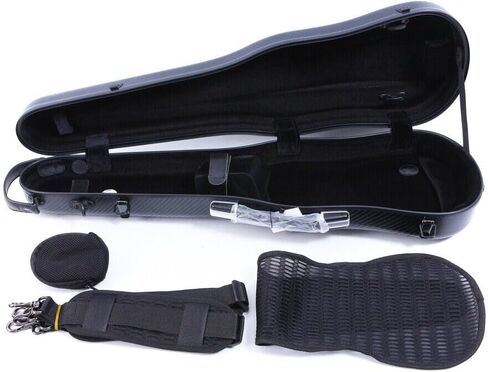 Violin Case 4/4 full size hard case Strong Carbon fiber Anti-Scratch Shaped Flight case Backpackable,Built-in Hygrometer Lightweight Travel violin case (silver) in Saudi Arabia