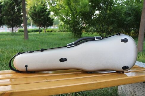 Violin Case 4/4 full size hard case Strong Carbon fiber Anti-Scratch Shaped Flight case Backpackable,Built-in Hygrometer Lightweight Travel violin case (silver) in Saudi Arabia