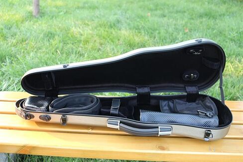 Violin Case 4/4 full size hard case Strong Carbon fiber Anti-Scratch Shaped Flight case Backpackable,Built-in Hygrometer Lightweight Travel violin case (silver) in Saudi Arabia