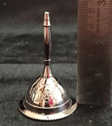 Indian Consigners Tiny Hand Bell Silver Crome Call Bells 3 Inches Nickle Altar Pendulam (OM) in Saudi Arabia