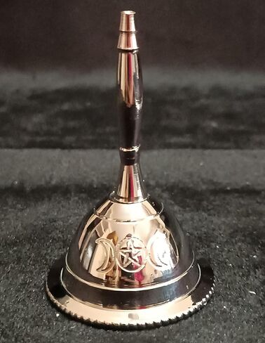 Indian Consigners Tiny Hand Bell Silver Crome Call Bells 3 Inches Nickle Altar Pendulam (OM) in Saudi Arabia