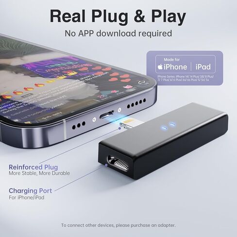 Wireless Lavalier Microphone for iPhone iPad, Mini Lapel Mic with Lightning Plug-Play, 40Hrs Battery, Omnidirectional Condenser, Clip on Magnetic iPhone Microphone for Video Recording Podcast Vlogging in Saudi Arabia