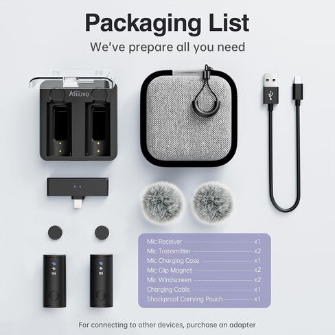 Wireless Lavalier Microphone for iPhone iPad, Mini Lapel Mic with Lightning Plug-Play, 40Hrs Battery, Omnidirectional Condenser, Clip on Magnetic iPhone Microphone for Video Recording Podcast Vlogging in Saudi Arabia