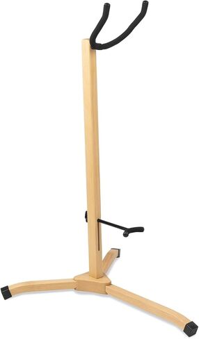 حامل ساكسفون قوي للساكسفونات الباريتون/تينور، حامل حامل أرضي خشبي، ارتفاع قابل للتعديل، تصميم ثلاثي القاعدة متين ومستقر، لون خشب الزان، SSS-20 in Kuwait