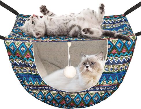 JSPYFITS Cat Cage Hammock,Double Layer Hanging Adjustable Soft Pet Bed Suitable for Kitten Ferret Puppy Rabbit or Small Pet,Hanging Bed for Pets,2 Level Indoor Bed for Spring/Summer/Winter Pink Cat in Kuwait