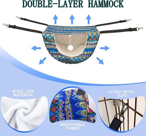 JSPYFITS Cat Cage Hammock,Double Layer Hanging Adjustable Soft Pet Bed Suitable for Kitten Ferret Puppy Rabbit or Small Pet,Hanging Bed for Pets,2 Level Indoor Bed for Spring/Summer/Winter Pink Cat in Kuwait