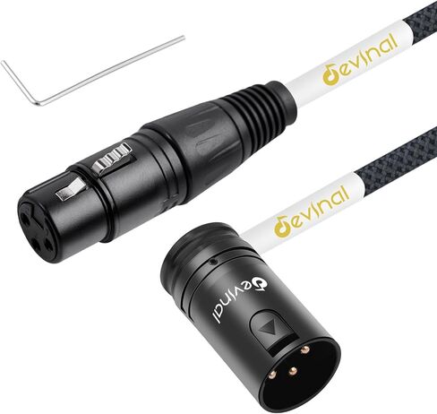 Devinal 360 Degree Rotatable Right Angle XLR Cable, Adjustable-Angle Low-Profile Male XLR to Straight Female XLR Microphone Mic Cable Cord Adapter for Sound Devices Mixer Recorder 1 FT 2 pcs in Saudi Arabia
