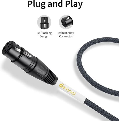Devinal 360 Degree Rotatable Right Angle XLR Cable, Adjustable-Angle Low-Profile Male XLR to Straight Female XLR Microphone Mic Cable Cord Adapter for Sound Devices Mixer Recorder 1 FT 2 pcs in Saudi Arabia