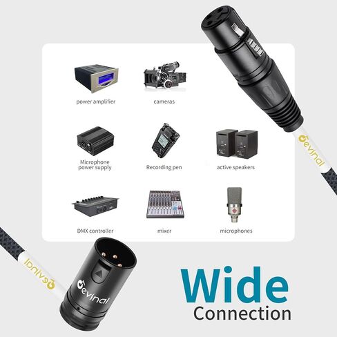Devinal 360 Degree Rotatable Right Angle XLR Cable, Adjustable-Angle Low-Profile Male XLR to Straight Female XLR Microphone Mic Cable Cord Adapter for Sound Devices Mixer Recorder 1 FT 2 pcs in Saudi Arabia