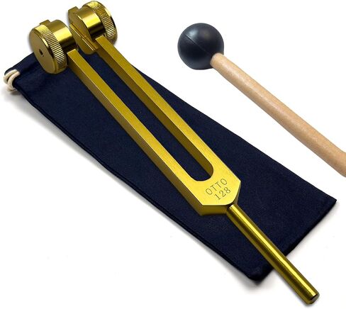 128 Hz OTTO Tuning Fork for Healing with Drawstring Pouch - OSTEOPHONIC application for Sound Healing and Biofield Therapy - Gold in Saudi Arabia
