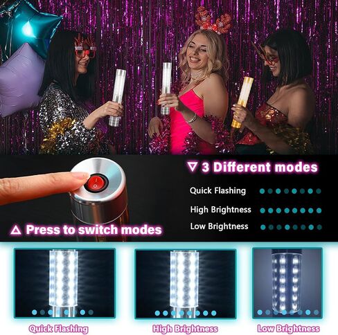 2 PCS LED Strobe Baton Lights Bottle Service Rechargeable Light, Reusable Handheld Champagne Bottle Light Topper for Party Nightclub Bar Wedding Concert Festival Activity (Silver, 2 Pack) in Saudi Arabia