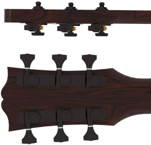 مجموعة ترقية موالفات الجيتار Hipshot Grip-Lock 10 مم لـ 3+3 أغطية الرأس، 6 أوتاد ضبط الجيتار، أسود، حزمة مع قطعة قماش تلميع Lumintrail in Kuwait