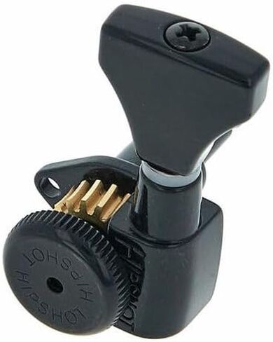 مجموعة ترقية موالفات الجيتار Hipshot Grip-Lock 10 مم لـ 3+3 أغطية الرأس، 6 أوتاد ضبط الجيتار، أسود، حزمة مع قطعة قماش تلميع Lumintrail in Kuwait