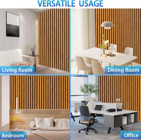 3D Slat Acoustic Wall Panels with Wood Finish Accent, 2 Pack Sound Absorbing Paneling for Studio, Office, Living Room, Bedroom Interior Decor (Natural Walnut, 48''L x 24''W) in Saudi Arabia