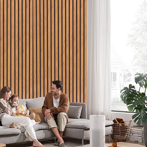 3D Slat Acoustic Wall Panels with Wood Finish Accent, 2 Pack Sound Absorbing Paneling for Studio, Office, Living Room, Bedroom Interior Decor (Natural Walnut, 48''L x 24''W) in Saudi Arabia