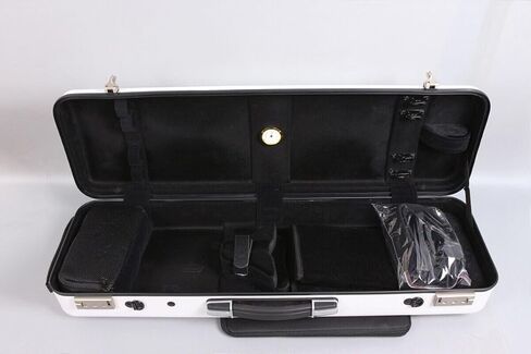 حافظة كمان بالحجم الكامل 4/4 من ألياف الكربون مستطيلة بقفل برمز صندوق كمان خفيف الوزن ملون مع حقيبة كمان بحزام قوي (أسود)، حافظة - 39 MN in Kuwait