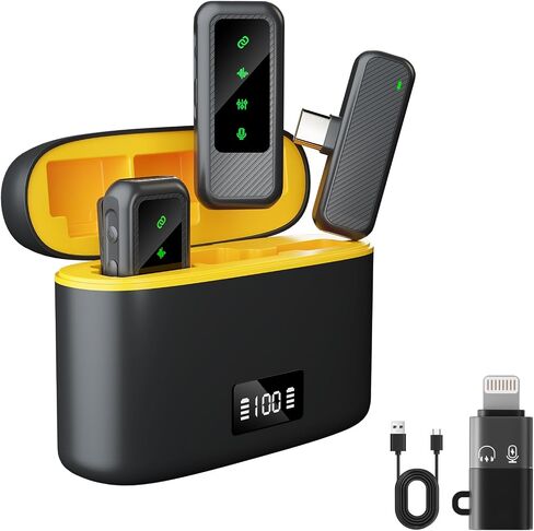 Jl8pro Wireless Clip-on Microphone - iPhone Microphone for Video Recording, Wireless Microphone for iPhone, Mini Microphone, Perfect for YouTube Vlogs, Podcasts & Camera Use in Saudi Arabia
