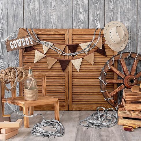 Taiyin Fake Rusted Barbed Wire Decoration Halloween Plastic Barb Wire Decoration Prop Western Decor Rusty Western Party Decorations Cowboy Decor for Cowboy Western Party Decor (Rust Red,8) in Saudi Arabia