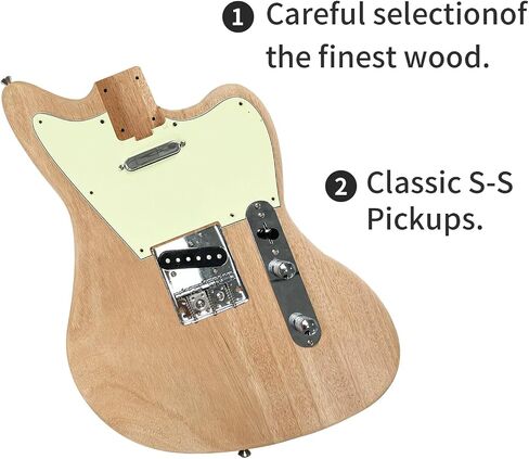 Ja DIY Electric Guitar Kit,Mahogany Body and Maplp Neck,Maplp Fretboard,Unfinished Uncut DIY Guitar Kit,Guitar Kits Build Your Own,Electric Guitars for Adults. in Saudi Arabia