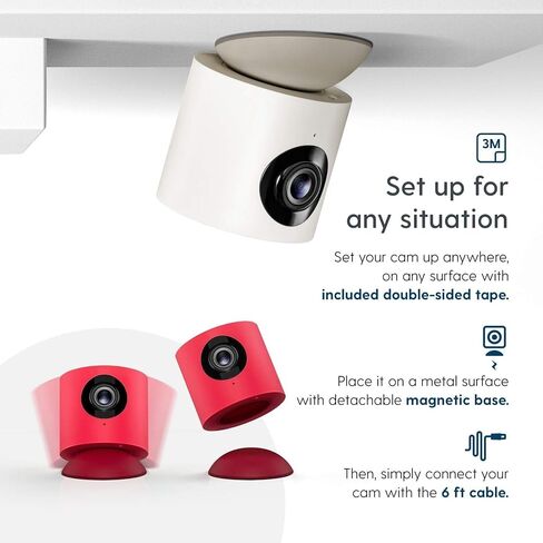 Hoop Wireless HD Indoor PTZ Security Camera, Night Vision, Motion and Sound Detection, Two-Way Audio, 2.4/5.0GHz, Smartphone App, (10 sec Edit) Cloud Storage Service..(Mini Grey in Saudi Arabia