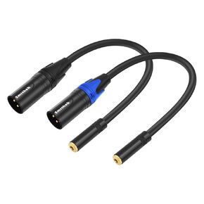 2-Pack 3.5mm to XLR,3.5mm Female TRS Mini Jack to 3-Pin XLR Male Stereo Audio Adapter Cable, XLR to 1/8 inch Female Adapter,Audio Converter for Camcorders, Recorders, Mixers-1feet(30cm)