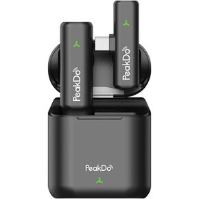 PeakDo Wireless Lavalier Lapel Microphone for USB C Phone, Plug-Play Wireless Mic for Recording Interview Video Podcast Vlog TikTok YouTube, 165ft Range Mini Microphone with Charging Case