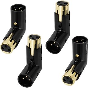 Adjustable 90 Degree XLR Adapter 2 Pack, Right Angle 3-Pin XLR Male to Female L-Shape Heavy Duty Connector Extender, Adjustable 4 Angle Positions for Microphone, Audio Interface, Mixer, PA System in Kuwait