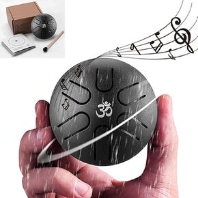 Rain Drum for Outside Garden, 6 Note 3 Inch Steel Tongue Drum, Chakra Drum for Rain Music Chime, Musical Instruments When It Rains, Meditation Accessories for Camping, Meditation, Yoga, Education(3gra