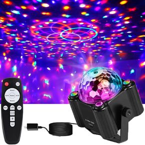 Disco Ball Party UV Strobe Light with 6 Colors, Sound Activated Magic Stage Party Light with Remote Control for Outdoors and Indoors Home Club Karaoke Christmas Halloween Birthday Wedding Decorations