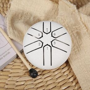 Steel Tongue Drum Rain Chime, Rain Drum for Outside Garden, 3 Inch 6 Notes Steel Tongue Rain Drum Chakra Drum for Rain Outdoor, Waterproof Mini Handpan Drum with Drumsticks, Drumstick Rack (Dark Blue)
