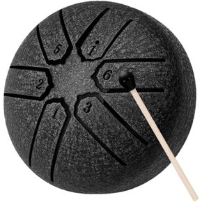 Steel Tongue Drum Rain Chime, Rain Drum for Outside Garden, 3 Inch 6 Notes Steel Tongue Rain Drum Chakra Drum for Rain Outdoor, Waterproof Mini Handpan Drum with Drumsticks, Drumstick Rack (Dark Blue)