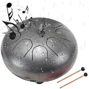 Rain Drum for Outside Garden,Chakra Drum for Rain Outdoor, Drum Rain Chime Waterproof,Rain Drum for Garden Instrument, Chakra Drum 6 Inches 8 Notes (Brown)