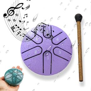Steel Tongue Drum- 3 Inch 6 Notes Rain Drum for Garden, Waterproof Rain Drum for Outside When It Rains, Mini Hand Yard Rhythm Rain Drum for Outdoor Garden Symphony (Black)