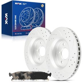 KAX Front Brake Kit, Drilled and Slotted Brake Rotors, Ceramic Brake Pads | Fits Mercedes-Benz C240, C280, C320, C350, CLK320, CLK350, SLK280, SLK300, Automotive Replacement Brake Kit in Saudi Arabia