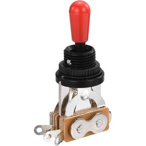 MECCANIXITY 3 Way Short Straight Guitar Toggle Switch Pickup Selector Black with Red Tip Knob Cap for Electric Guitars Parts Replacement