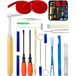 18Pcs Professional Piano Tuning Kit, Piano Tuner Tool Set with Piano Tuning Hammer/Tuning Wrench, Wrench Fastener, Tuning Mute and Portable Case for Beginners