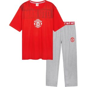 Manchester United F.C. Mens Pyjamas Set, Cotton Mens Pjs, Soccer Gifts for Men
